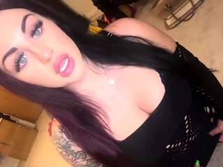 Huge-boobed curly dark haired with enormous funbags pounds on bed