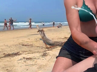 Cum explosion featured in a kinky video shot at the beach