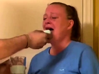 Naughty mouth  washed out with soap