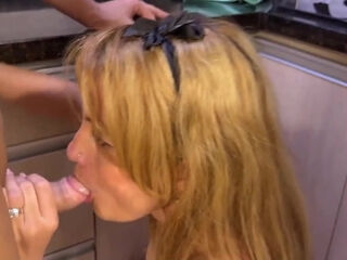 Bold stepson used his chance and fucked his hot milf stepmom in the kitchen