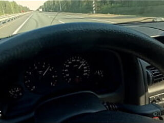 Pretty hitchhiker seduces driver and gives blowjob at 93 mph