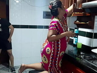 Trying My Stepmother&#039_s Delicious Pussy in the Kitchen. Full Video