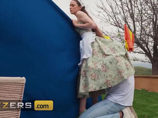 Naughty maid serves employer's cock and fucks a BBC while at work