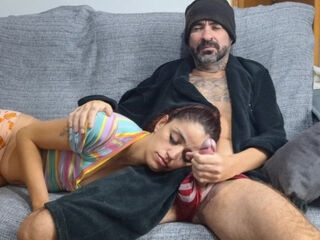 Stepson fucks mouth of sexy Brazilian stepmom lying on his knees