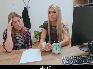 Russian cuckqueen watches how her wife gets fucked in office