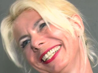 German mature blonde does first solo casting and masturbates