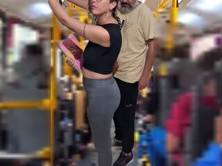 Young whore student gets fucked by an older guy right on the bus in public