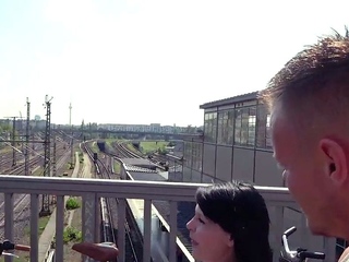 Stunning MILF hard pussydrilled outdoor