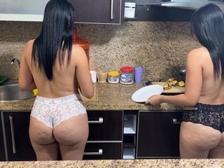 Poked My plump Phat-booty Latina step-mom And nearly the Same Looking Stepaunt In the Kitchen
