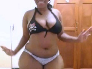Ebony plus-size with yam-sized bosoms and donk on webcam