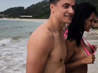 Sensational orgy on the beach with 2 hung studs, I gave