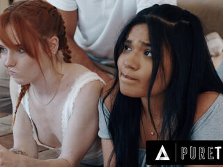 The old men are putting their dicks into the slit of their stepdaughters