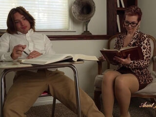 Mature teacher Ruby Lynne seduced her student Trey Haze right in the classroom