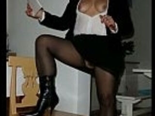 Birgit The Boss Teacher wanking her Orgasm and Teach Alan to Cum Into her Mouth
